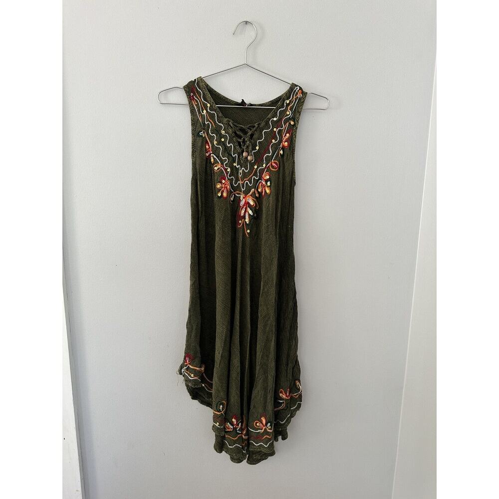 Cocoom Med Sleeveless Dress Green Boho Teopical Beach